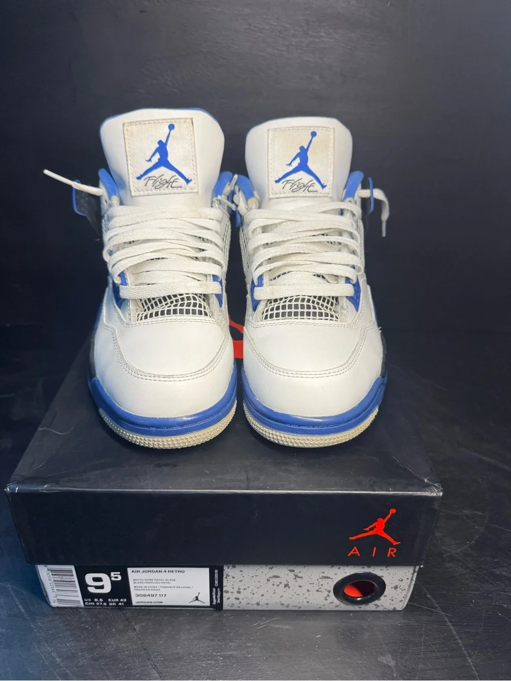 Jordan 4 Basketball Sneakers in White and Blue